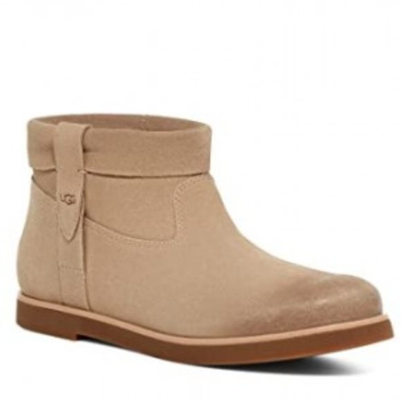 UGG Josefene Cuff Boots Distressed Suede Booties Sand Beige Size 9.5 NEW - Picture 1 of 7